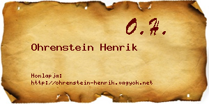 Ohrenstein Henrik névjegykártya